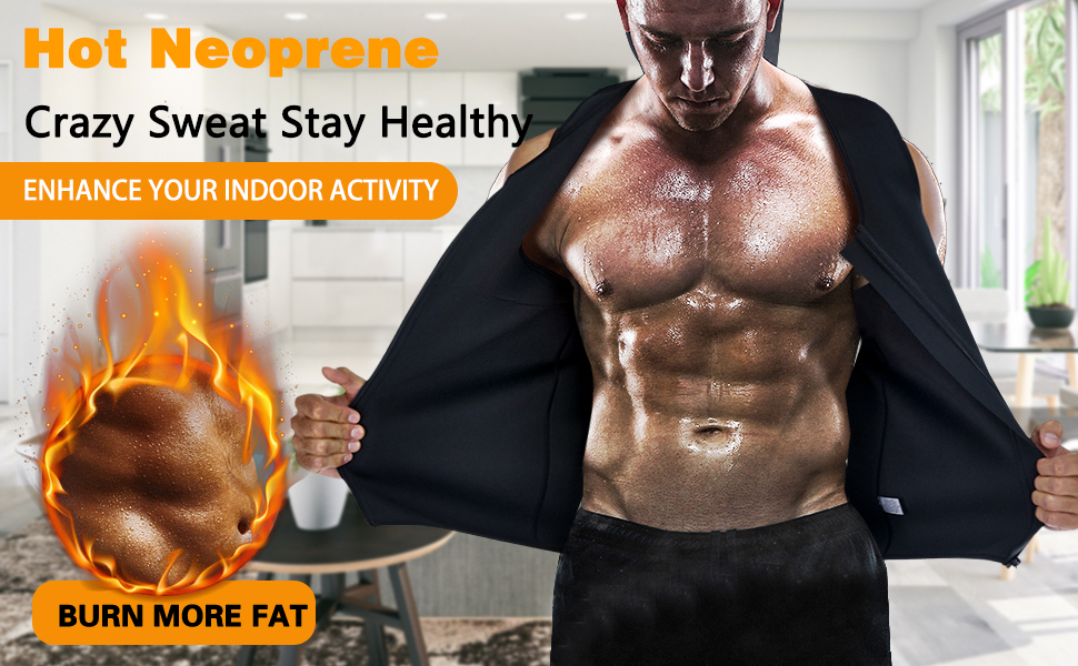  Men Waist Trainer Vest Hot Neoprene Sauna Suit Corset Body Shaper Zipper Tank Top Workout Shirt 