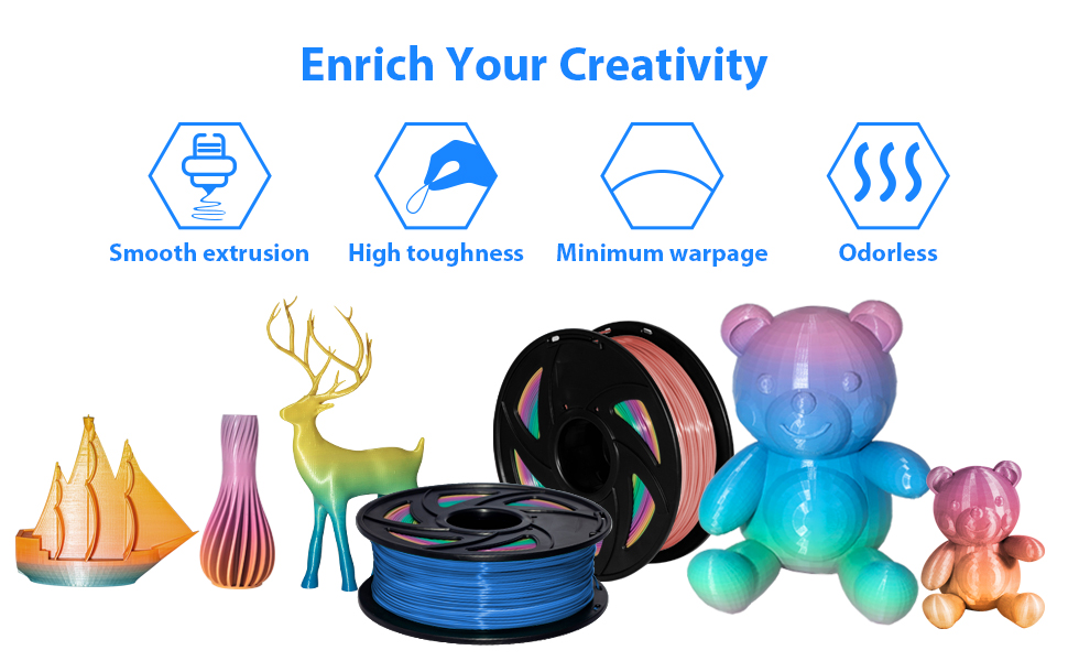 PLA 3D filament rainbow