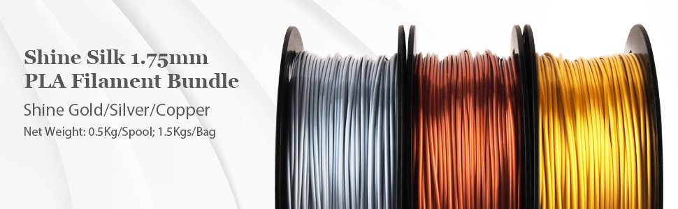 shine silk 1.75mm pla filament bundle silver gold copper