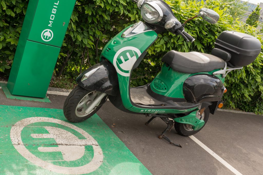 Electric car being charged