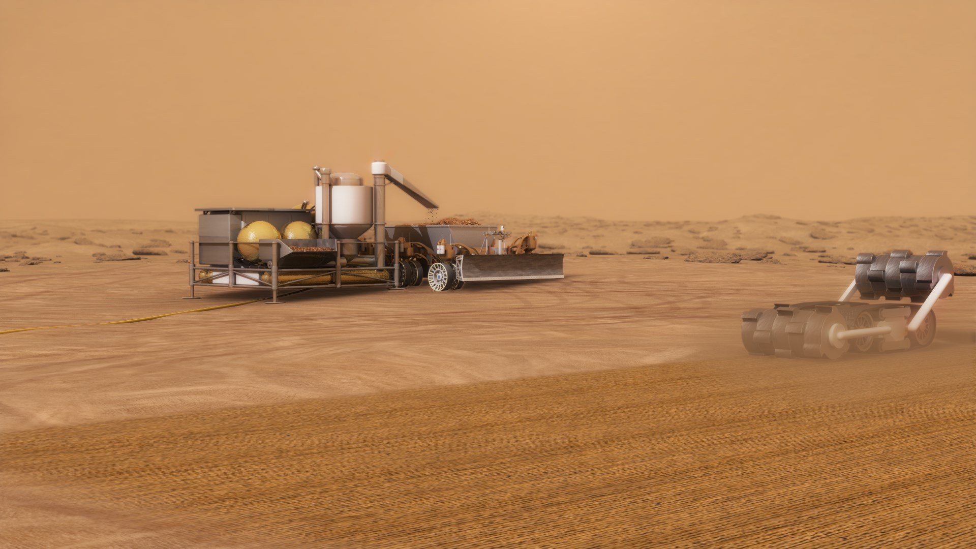  ISRU system concept for automatic robotic excavation and processing of Martian soil