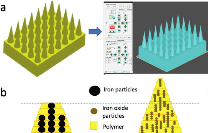 The joint research team’s bioinspired needle is made using iron-infused polymer