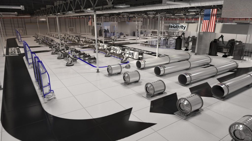 Rendering of Relativity's autonomous rocket factory at NASA's Stennis Space Center in Mississippi