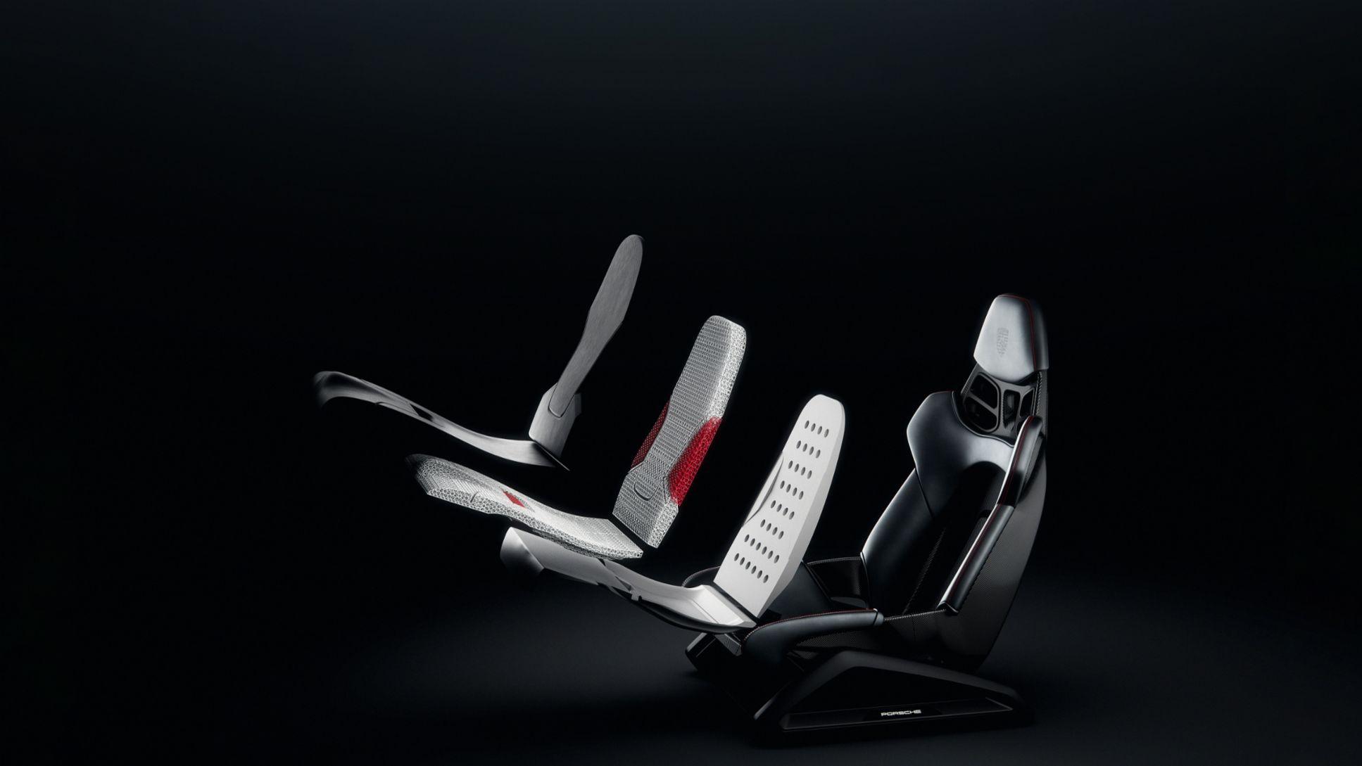 Porsche's 3D-printed body-shaped bucket seat consists of its four main components