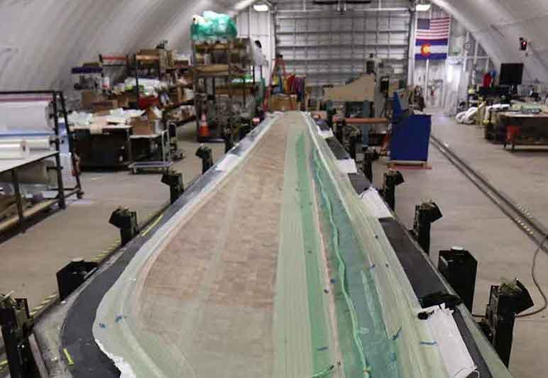 Part of NREL researchers' 13-meter thermoplastic blade prototype
