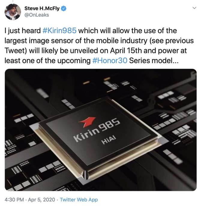 Honor 30 series debuts Kirin 985 high-end version with 90Hz screen